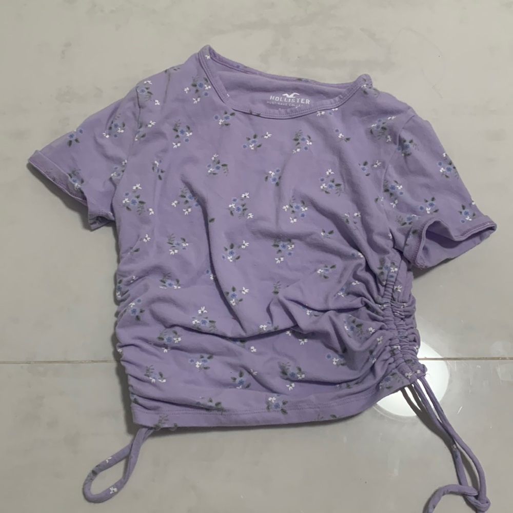 Purple Floral Print Crop Top